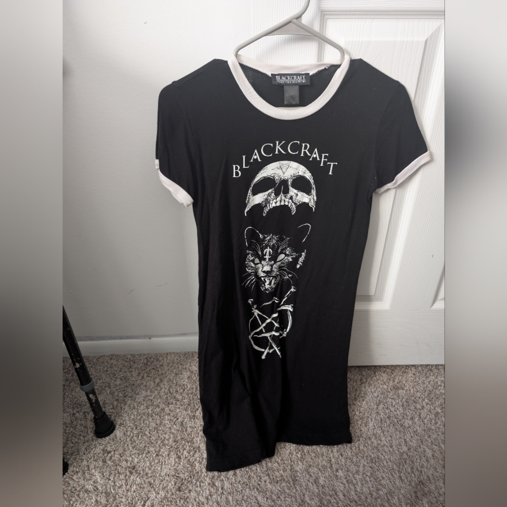 Blackcraft Black and White Graphic T-Shirt Dress